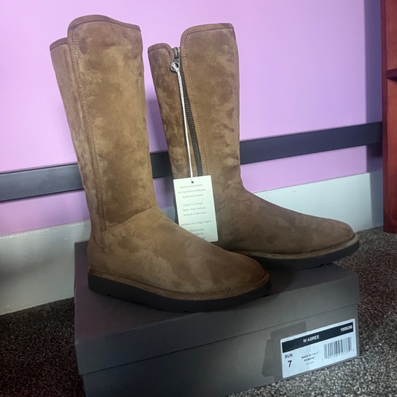 BRAND NEW- UGG ABREE II BRUNO SUEDE SHEARLING ZIP TALL BOOTS SIZE 7 - Picture 3 of 8